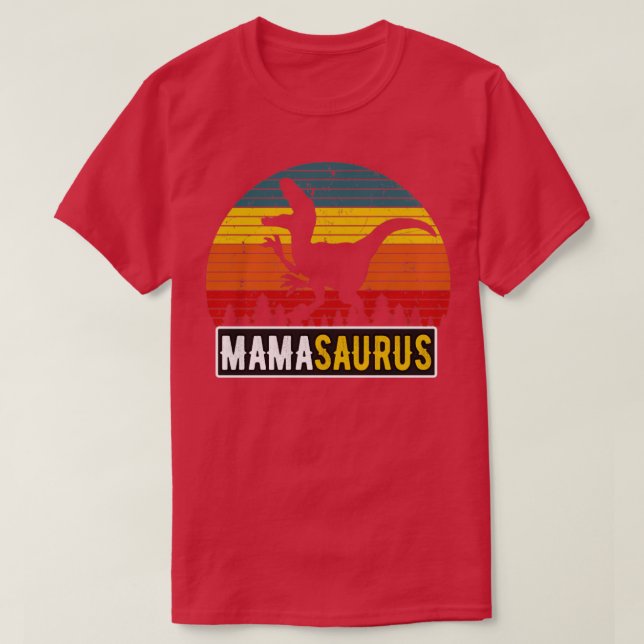 Camiseta Mamá MamaSaurus Madre Retro de Dinosaurios TRex (Diseño del anverso)