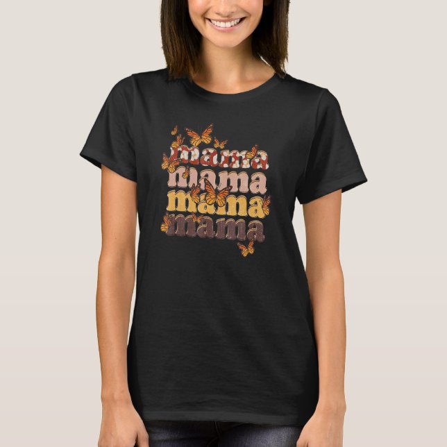 Camiseta Mamá Mariposa Boho Mamá Leopardo Vaca Estampado Po (Anverso)
