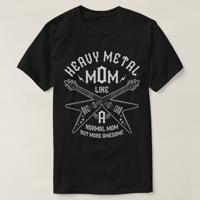 Camiseta Mamá Metalizado fuerte pero más genial guitarra me (Diseño del anverso)