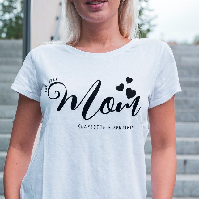 Camiseta Mamá Moda Guión Mínimo Personalizados Niños Nombre (Subido por el creador)