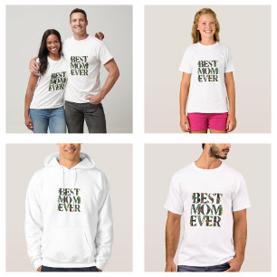 Camiseta Mamá moderna la mejor jamás flores lindas y planta