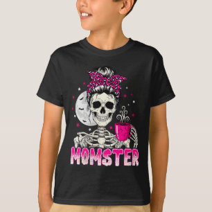 Camiseta Mamá monstruo calavera mamá amante del café Hallow