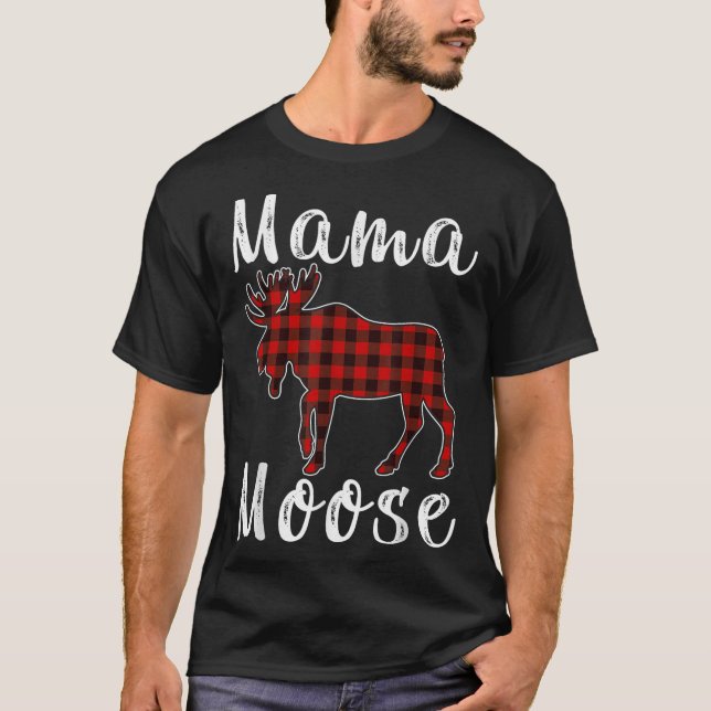 Camiseta Mama Moose Family Christmas Pajama Red&amp; Black  (Anverso)