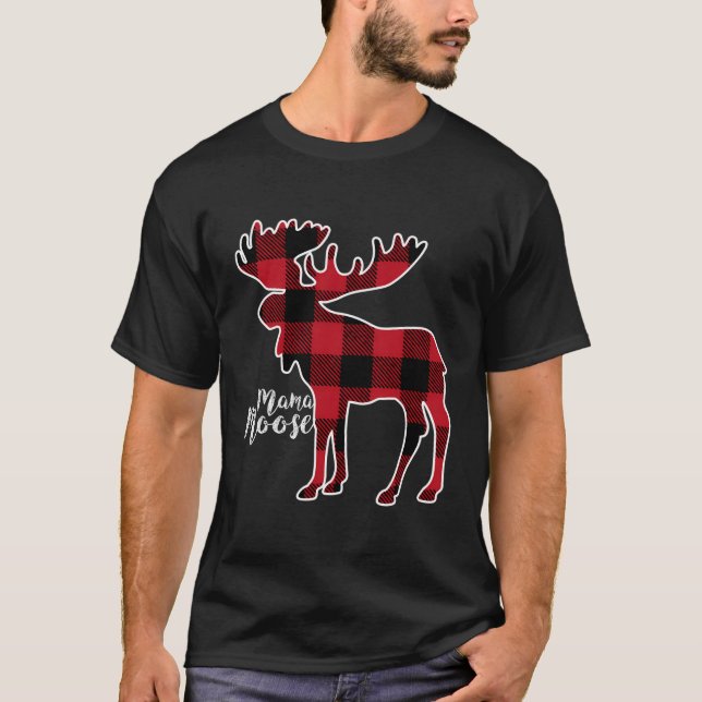 Camiseta Mama Moose Red Plaid Buffalo Matanza Familia Pajam (Anverso)