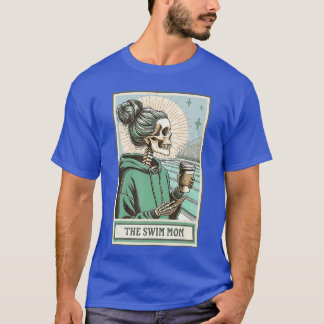 Camiseta Mamá nadadora esqueleto tarjeta entrenadora de nat