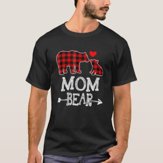 Camiseta Mamá Navidad del oso Xmas Pajama Red Plaid Buffalo