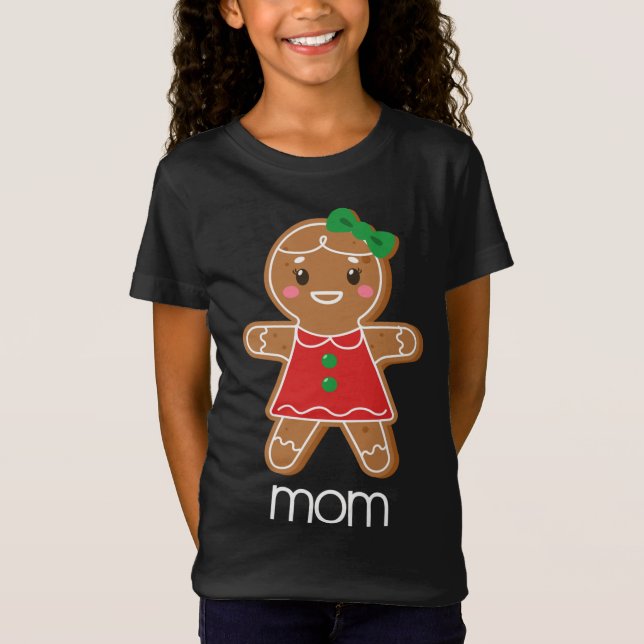 Camiseta Mamá Navidades de pan de jengibre emparejan pijama (Anverso)