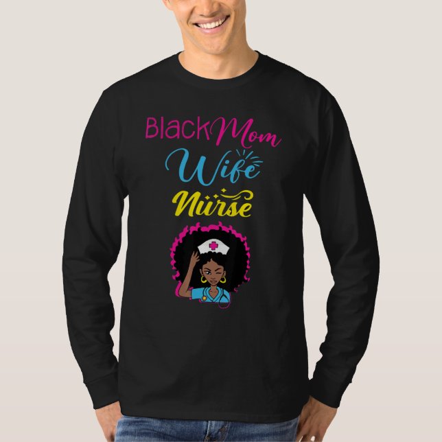 Camiseta Mamá Negra Esposa Enfermera Lindo Día De Las Enfer (Anverso)