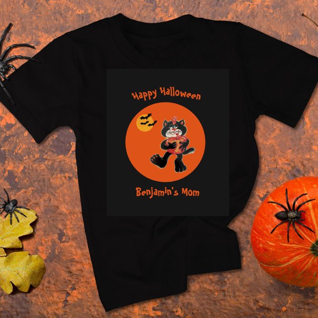 Camiseta Mamá Nombra Halloween Gato Negro lindo Gato Bats (Subido por el creador)