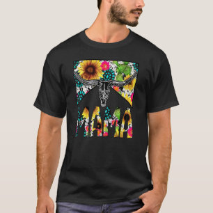 Camiseta Mama Occidental Girasol Cráneo de Vaca Piel de Vac