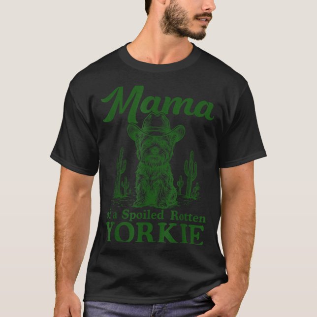 Camiseta Mama Of A Siled Rotten Yorkie Western Cowboy Dog L (Anverso)