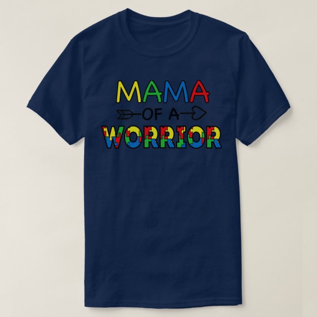Camiseta Mama Of a Worrier Motivation Cool Support Autism A (Diseño del anverso)
