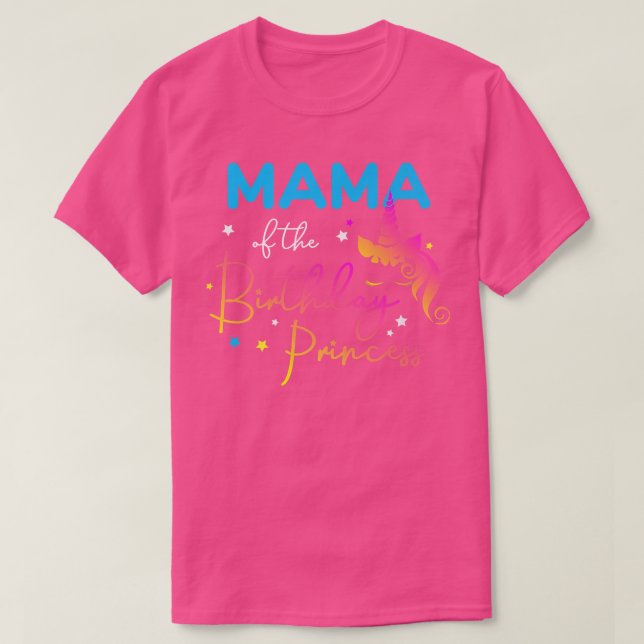 Camiseta Mama of the Birthday Princess Bday Unicorn Rainbow (Diseño del anverso)