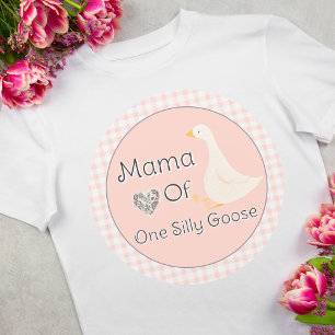 Camiseta Mama One Silly Goose Pink Gingham Birthday Party