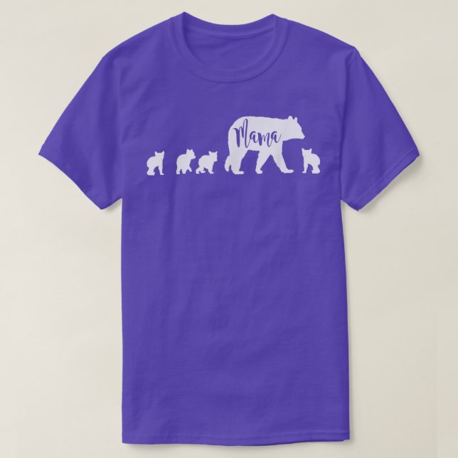Camiseta Mamá oso con 4 cubs regalo de madre divertida 130 (Diseño del anverso)