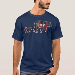 Camiseta Mama Oso con dos cubos Tartán Plantado Verde Azul