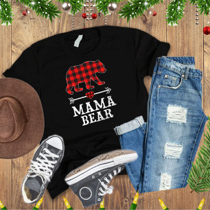 Camiseta Mamá oso Navidades Pajama Red Plaid Buffalo