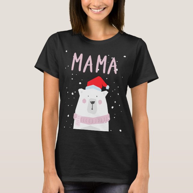 Camiseta Mamá oso Navidades Santa Hat Familia (Anverso)