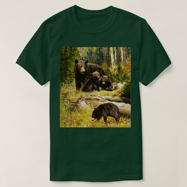 Camiseta Mamá Oso Y Bebés Familia Del Oso Negro (Diseño del anverso)