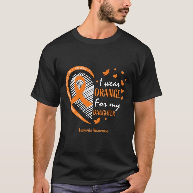 Camiseta Mamá Papá Que Uso Naranja Para Mi Hija Leukemia Aw (Anverso)