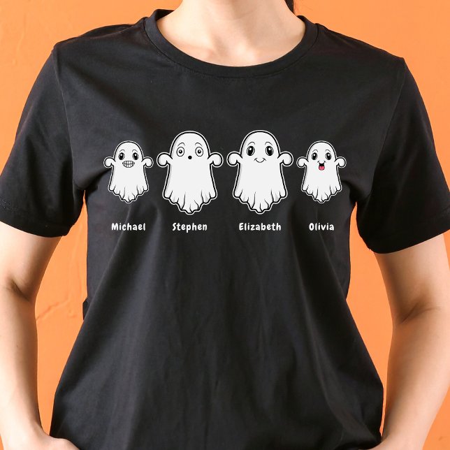 Camiseta Mamá papá y dos niños 4 personas familia fantasma (Disclaimer: This image is a digital mockup.)