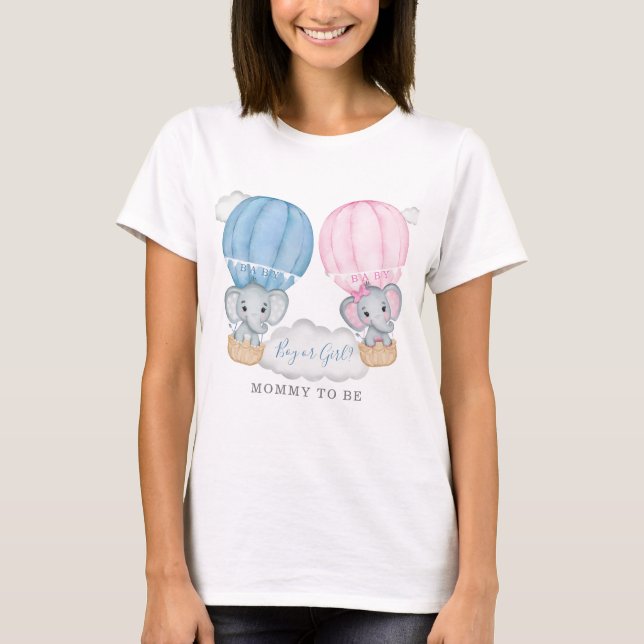 Camiseta Mamá para ser elefante Baby Shower en globo (Anverso)
