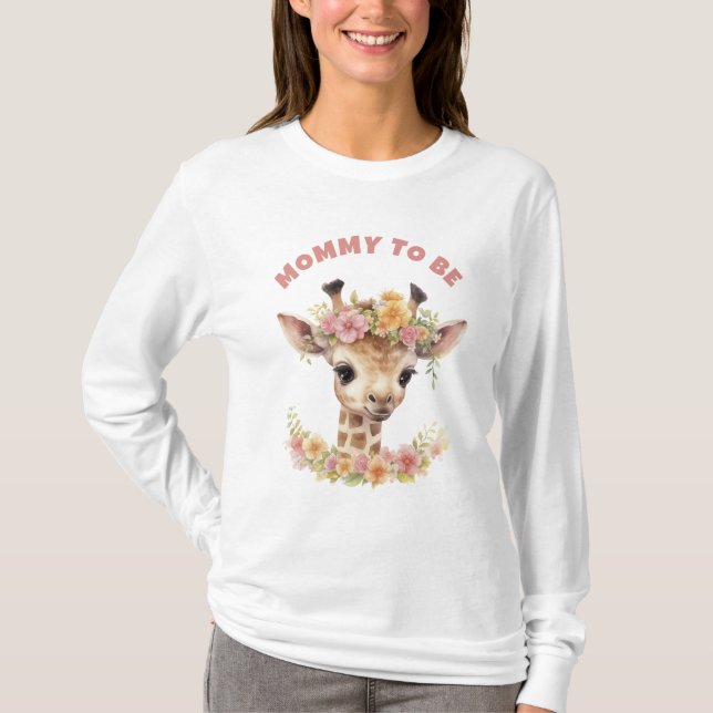 Camiseta Mamá para ser jirafa linda espera a mamá Baby Show (Anverso)