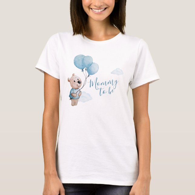 Camiseta Mamá para ser osito de peluche con globos (Anverso)
