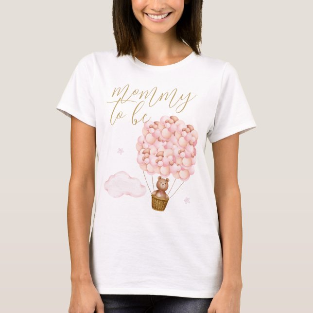 Camiseta Mamá Para Ser Teddy Con Globos Rosados (Anverso)