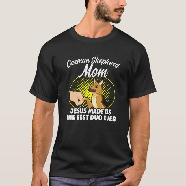 Camiseta Mamá pastora alemana Jesús nos hizo dueños de Masc (Anverso)