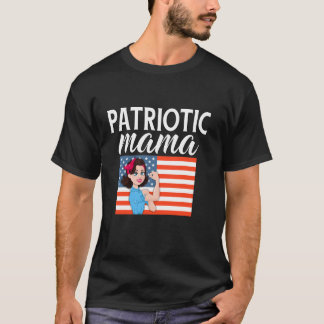 Camiseta Mamá patriótica cute 4 de julio: Moth de la bander