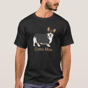 Camiseta Mamá perra Corgi de Pembroke tricolor negra linda