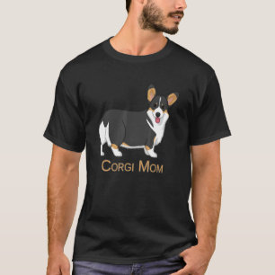 Camiseta Mamá perra Corgi de Pembroke tricolor negra linda