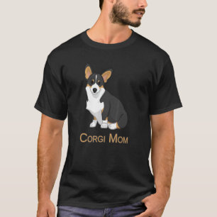 Camiseta Mamá perra Corgi de Pembroke tricolor negra linda