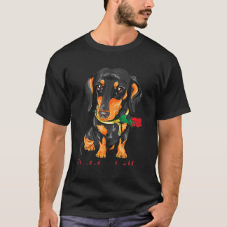 Camiseta Mamá Perra Dachshund Con Un Amante Rosa