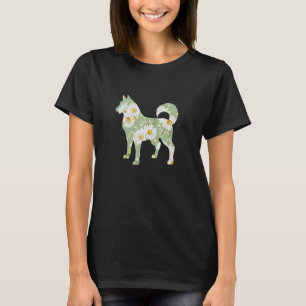 Camiseta Mamá perra Funny Daisy Flower Siberiana Husky, flo