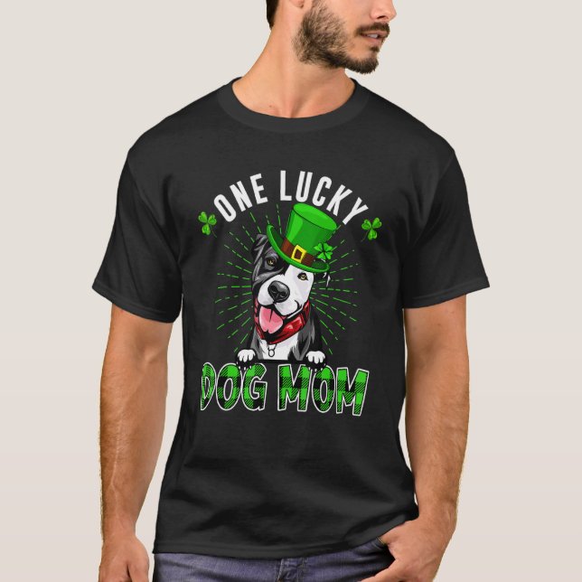 Camiseta Mamá Perra Pit Bull Afortunada Divertida Día de Sa (Anverso)