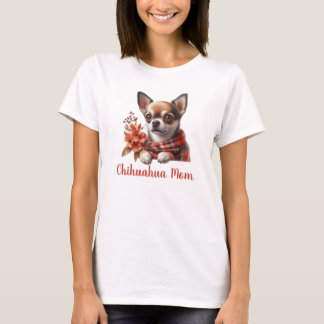 Camiseta Mamá perrita Chihuahua linda cachorra con flores