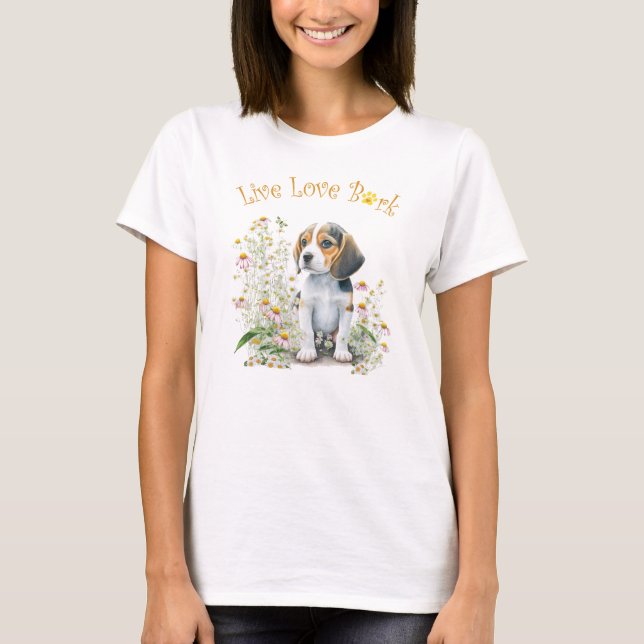 Camiseta Mamá Perro Beagle Floral (Anverso)