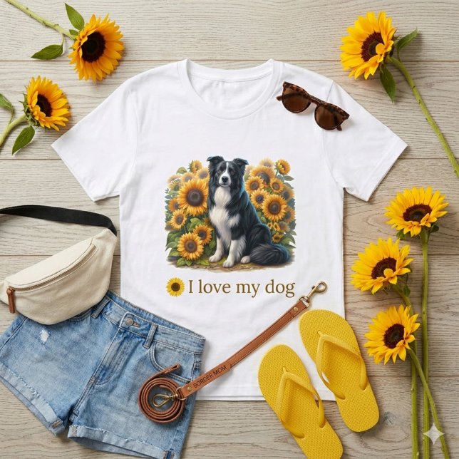 Camiseta Mamá Perro Border Collie Floral  (Subido por el creador)