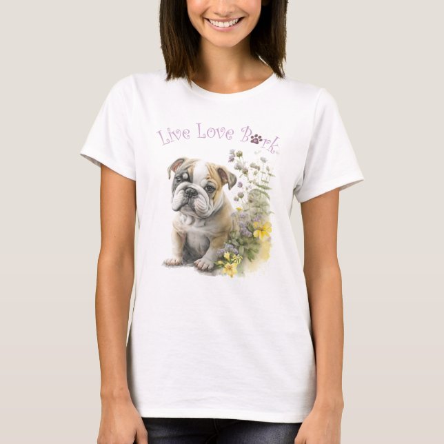 Camiseta Mamá Perro Bulldog Floral (Anverso)