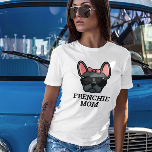 Camiseta Mamá Perro Bulldog Francés Hembra Azul