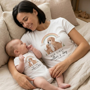 Camiseta Mamá Perro Cachorro Primer Día de la Madre Pastel