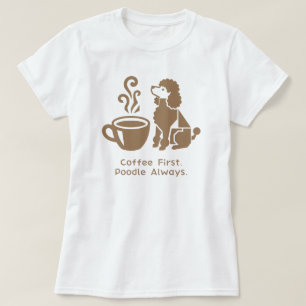 Camiseta Mamá Perro Caniche Amante Café Minimalista Gráfico