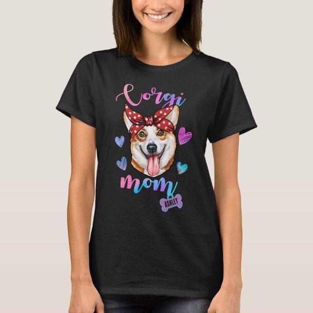 Camiseta Mamá Perro Corgi Mamá Cachorro (Anverso)