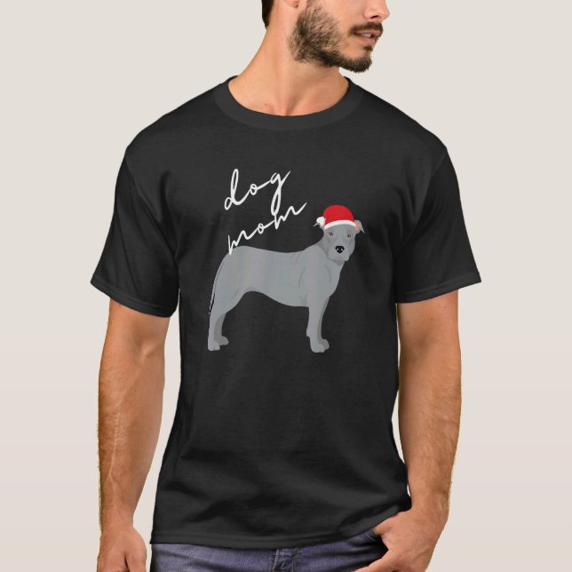 Camiseta Mamá Perro de Térrier Pit Bull Americano Gris Dive (Anverso)