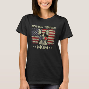 Camiseta Mamá Perro Del Terrier De Boston Ama La Bandera Es