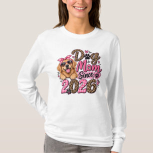 Camiseta Mamá Perro Desde 2026   Leopardo Rosa