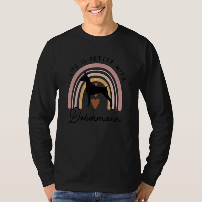 Camiseta Mamá Perro Dobermann Arcoíris (Anverso)
