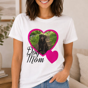Camiseta Mamá Perro Escritura Corazón Rosa Foto Blanca
